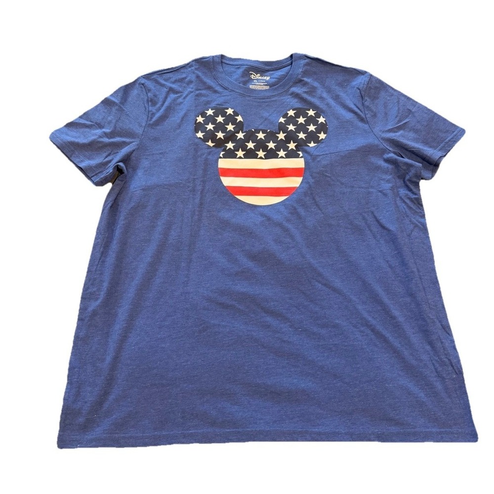 Disney Mickey Mouse American Flag Graphic T-Shirt Patriotic Blue Mens Size XL